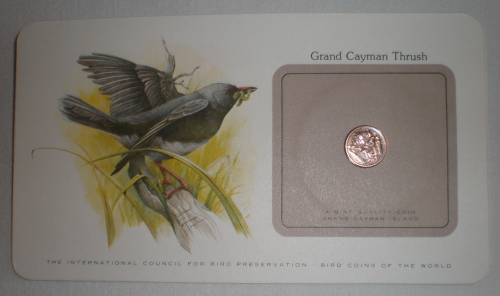 Carte lettre aux oiseaux du monde. Pièce grand Cayman Thrush  Island, année 1980. Lot N° 51.