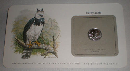 Carte lettre aux oiseaux du monde. Pièce  Harpy Eagle  Guyana, année 1980. Lot N° 57.
