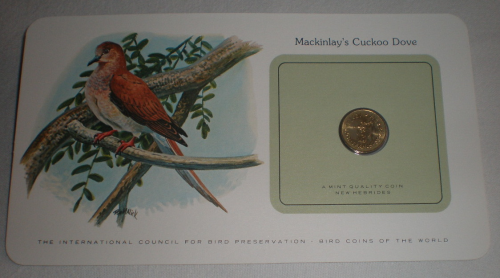 Carte lettre aux oiseaux du monde. Pièce  Cuckoo Dove New Hebrides, année  1978. Lot N° 59.