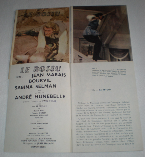 Brochure Rudi cinéma aventure Jean Marais dans le Bossu