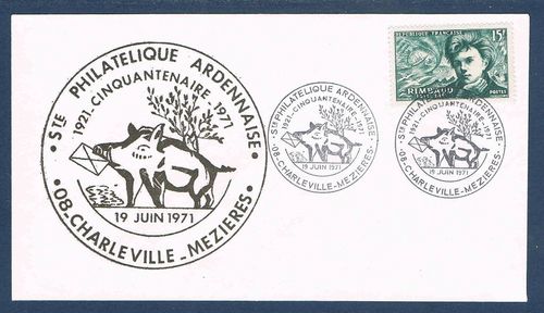 Enveloppe affranchie d'un timbre Rimbaud