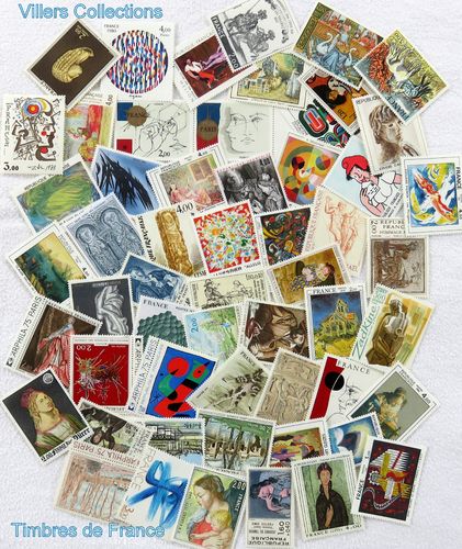 Pochette 55 timbres France formats tableaux neufs charnière