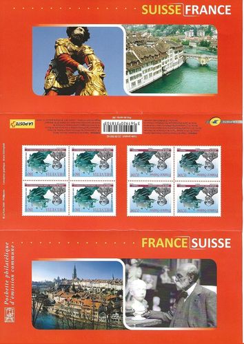 Pochette 2009 d'émission commune France Suisse huit timbres