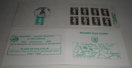 Carnet de 9 timbres type Marianne de Briat. Amicale philatélique Mazamétaine.