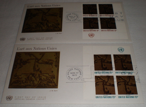 Enveloppes souvenir philatéliques NEW YORK, année 1972. N° 225 / 226.  Lot de 2 enveloppes.