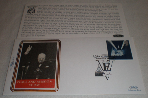 Enveloppe souvenir philatélique, année 1995. 50ème anniversaire Victory in Europe.