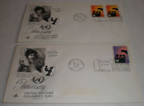 Lot de 2 Enveloppes souveniphilatélique de NEW YORK, année 1961. N° 93 et 95.