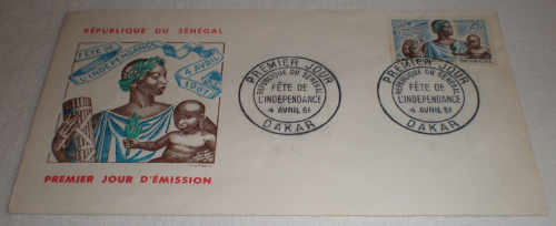 Enveloppe souvenir philatélique, année 1961  République du Sénégal.