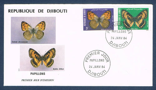 Enveloppe de Djibouti Papillons Colotis - Byblia itithya