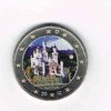 Pièce 2 Euro commémorative, année  2012 colorisée  Allemagne, château de Neuschwanstein.