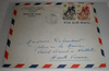 Lettre par avion affranchie de timbres  poste d' Afrique occidentale Française oblitérés.