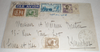 Lettre par avion affranchie de timbres poste oblitérés d 'Indochine.