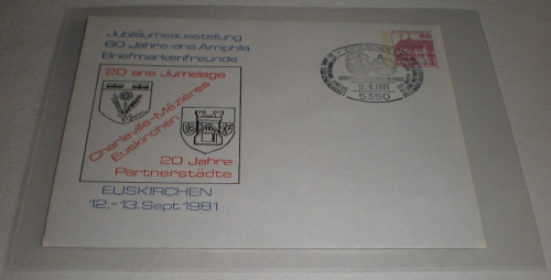 Enveloppe souvenir philatélique jumelage  Euskirchen  - Charleville - Mézières