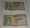 Lot  2 billets de banque Espagne, année 1935. 5 Pesetas.
