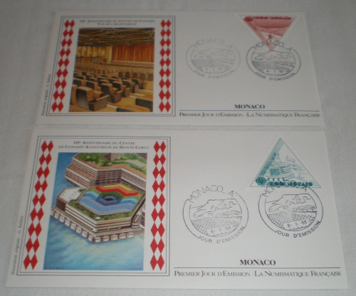 Enveloppes premier jour  Monaco année 1988. N°1641 à 1642. 2 valeurs. 10ème  anniversaire.