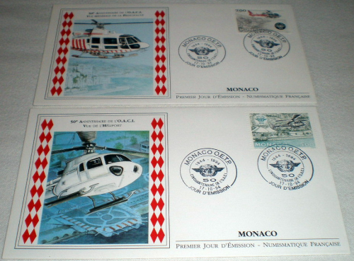 Enveloppes premier jour  Monaco année. N°1951 à 1952. 2 valeurs.  50ème  anniversaire de L'O.A.C.I.