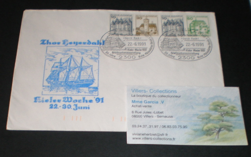 Lettre philatélique Allemagne affranchie  de timbres année 1991.