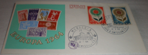Enveloppe souvenir philatélique Europa Monaco, année 1964.