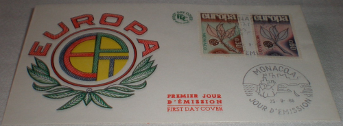 Enveloppe souvenir philatélique Europa Monaco, année 1965.