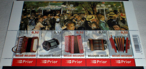 Timbres de Belgique  année 2007, bloc  feuillet.  Festival de l'accordéon.