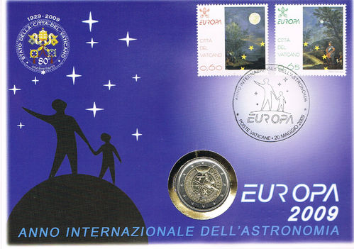 Enveloppe numis Vatican Europa 2009 Année de l'Astronomie