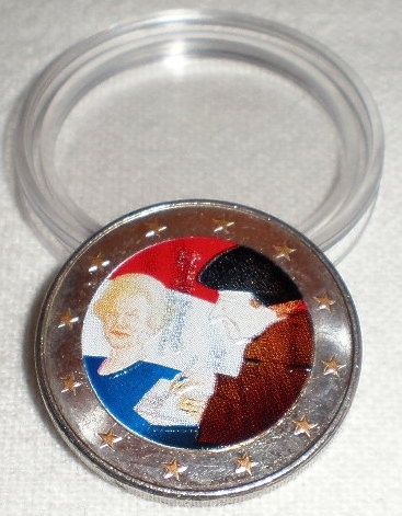 Monnaie 2 Euro Commémorative colorisée 2011des Pays Bas. Hommage à Erasme.