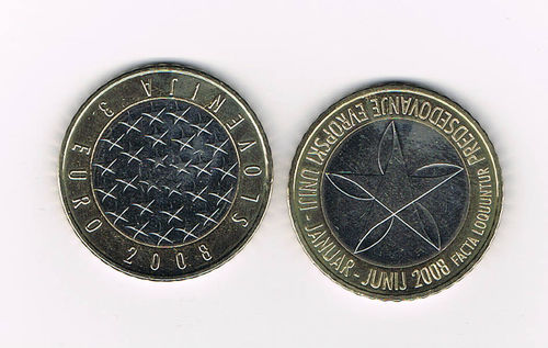 Pièce 3€ Slovénie 2008 Présidence Union européenne Promo