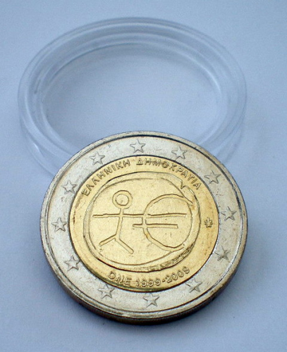 Monnaie 2 Euro Commémorative  Grèce, année  2009.  Les 10 ans de L' Euro.