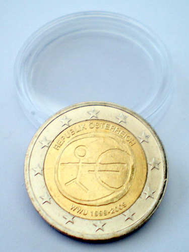 Monnaie 2 Euro Commémorative  Autriche, année 2009. Les 10 ans de L' Euro.