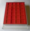 Médaillier 24 cases carrées plateau tiroir feutrine rouge