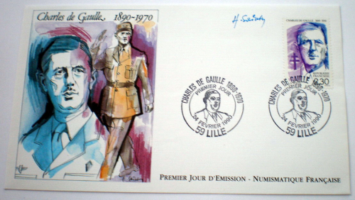Enveloppe souvenir philatélique, année 1990. Centenaire  de la naissance du Général  de Gaulle.