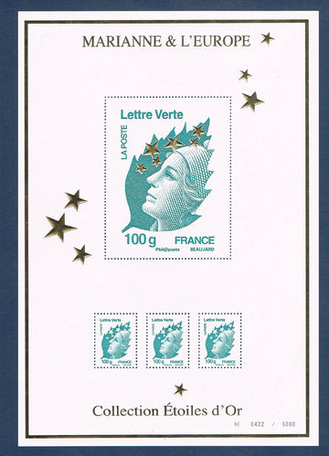 Bloc Marianne & L'Europe Collection étoiles d'or verte