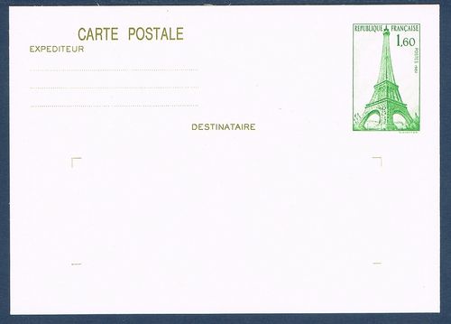 Entier postal Tour Eiffel Réf 429 -CP1