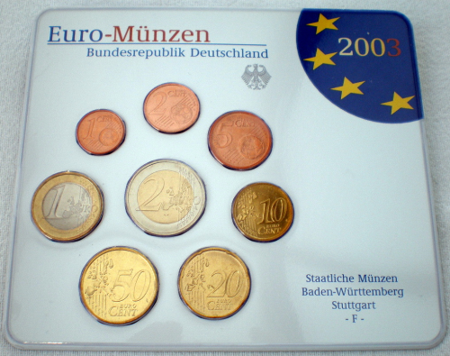 Allemagne coffret BU 2003 atelier  F . 1 coffret de 8 pièces  de 1 Centime à la 2 Euro