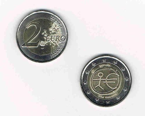 Pièce de 2 Euro commémorative 2009 Espagne 10 ans de L'Euro