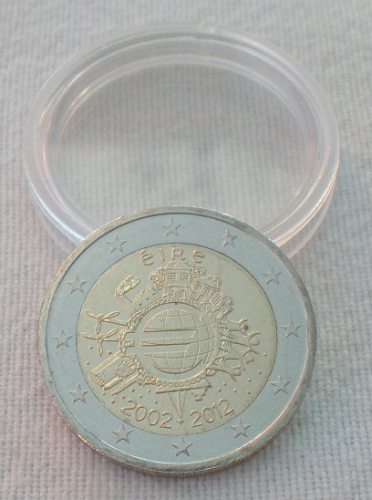 Pièce 2 euro commémorative Irlande,  année 2012 commémorant le 10ème anniversaire de l 'Euro.