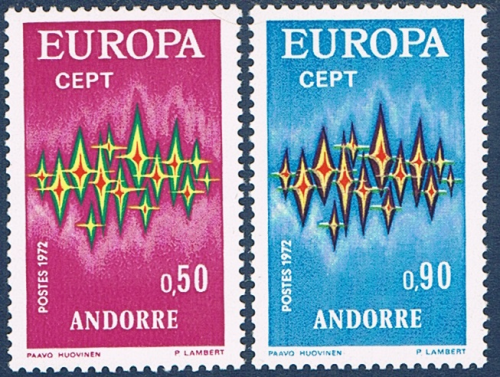 Timbres  Andorre Français année 1972. Réf 217 / 218 = 2 valeurs Neufs**.  Europa.