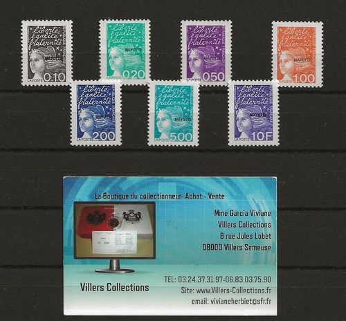 Timbres 1999 Marianne Luquet Série France surcharge Mayotte
