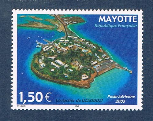 Timbre Mayotte P. Aérienne N°6 Vue aérienne