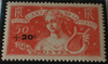 Timbre de France année 1936 T.P.+20 c.s.50 c.+2 f .rouge brique N°329 Neuf* gomme d'origine avec trace de charnière.  Au profit des Chômeurs.