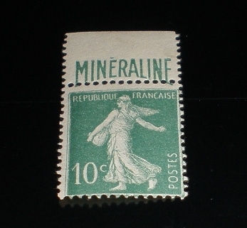 Timbre poste France, année 1924. type Semeuse fond plein, inscription maigre, type III avec bandelette supérieure.