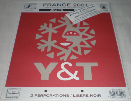 Jeu complémentaire F.S. France 2001  sans pochette  liseré noir , 2 perforations  pour l'album F.S. à vis  ou Futura  classique 2 anneaux