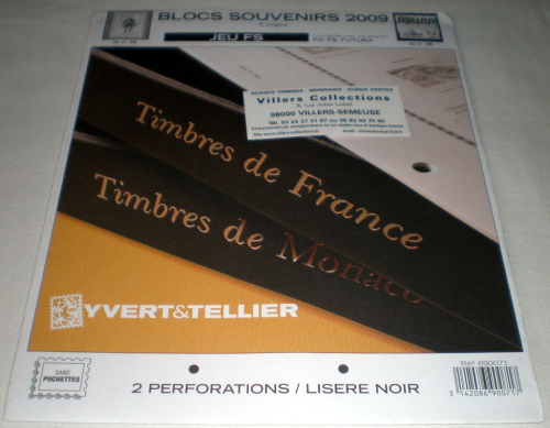 Jeu F.S. blocs souvenirs France 2009 RéfN°36 au N°46. 6pages, 2 perforations liseré noir sans pochette pour L'album F.S. à vis ou Futura classique 2 anneaux.