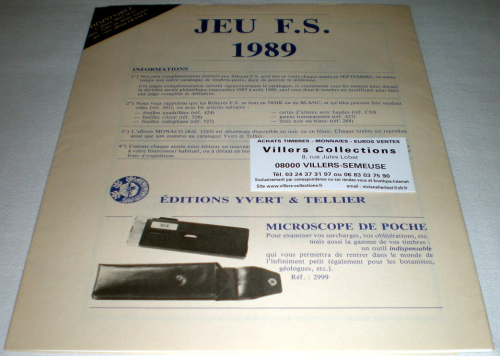Jeu complémentaire  F.S. France  1989 sans pochette ,liseré noir, T.P de l'année 1987, 1988. N° 2482 à 2548 = 8 pages  pour L'album F.S noir.