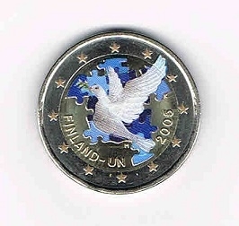 Pièce 2 Euros colorisée Finlande 2005