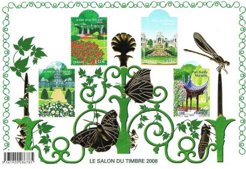 Bloc feuillet N°120 Jardin de France 2008 vue du Parc