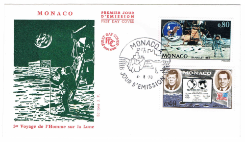 Enveloppe premier jour d'émission, affranchissement philatélique de deux timbres  de Monaco