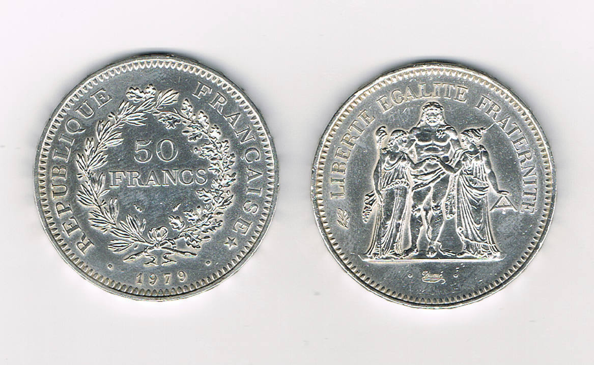 Pièce 50 Francs Hercule argent année 1979 