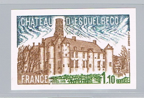 Timbre non dentelé essai monochrome une seule couleur année 1978 Réf 2000 Château d'Esquelbecq.
