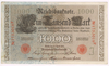 Billet de banque de Reichsbantnote, valeur en chiffres 1000 Mart, numéro d'orde du billet Nr 17530118 F, état de conservation TTB billet ayant circulé ,de bel aspect.
